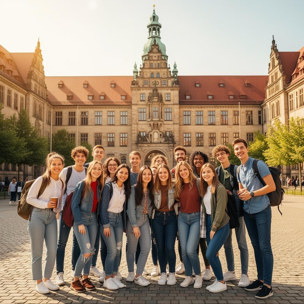 Students on a German university campus